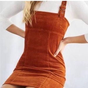 Burnt orange corduroy dress